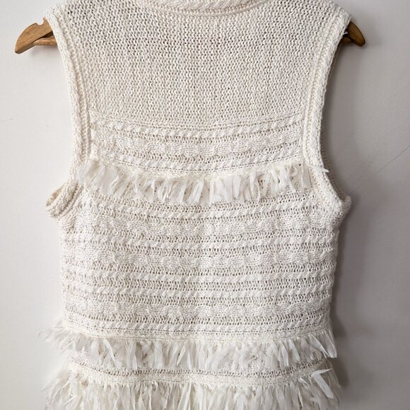 Club Monaco Textured Fringe Sleeveless Top - Size L - Picture 2 of 5
